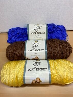 Yarn Bee Soft Secret Yarn Trio - Bright Blue, Cocoa, Butter
